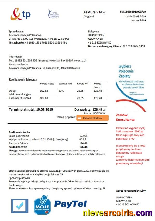 Poland TP utility bill